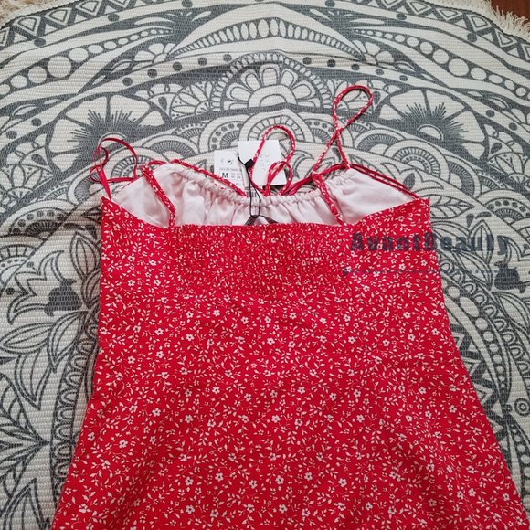 ZARA WOMAN NWT SS21 RED-WHITE FLORAL PRINT DRESS MEDIUM 4688/305 NEW - Picture 6 of 10